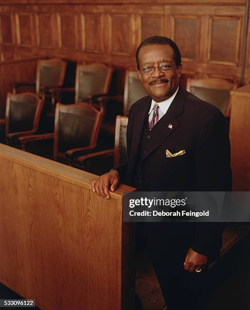 Deborah Feingold/Corbis via Getty Images) Attorney Johnnie Cochran in Jury Box