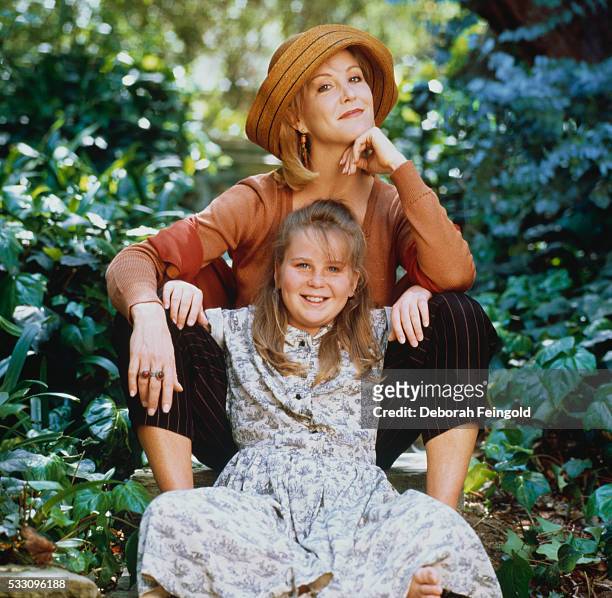 Deborah Feingold/Corbis via Getty Images) Actress Joanna Kerns sitting on outdoor steps with her daughter Ashley.