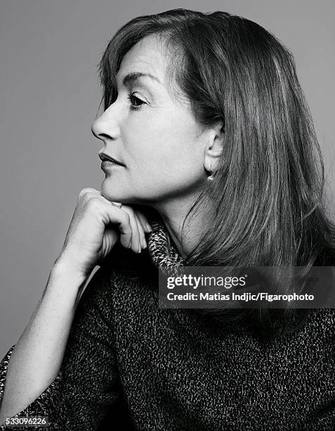 Actress Isabelle Huppert is photographed for Madame Figaro on January 17, 2016 in Paris, France. Sweater , earring personal. PUBLISHED IMAGE. CREDIT...