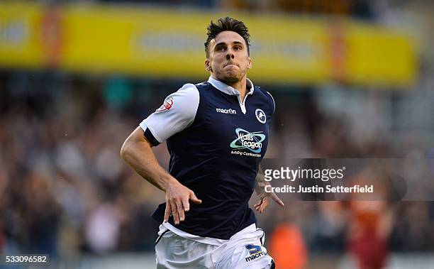 Lee Gregory of Millwall FC celebrates scoring Millwall's first goal during the Sky Bet League One Play Off: Second Leg between Millwall and Bradford...