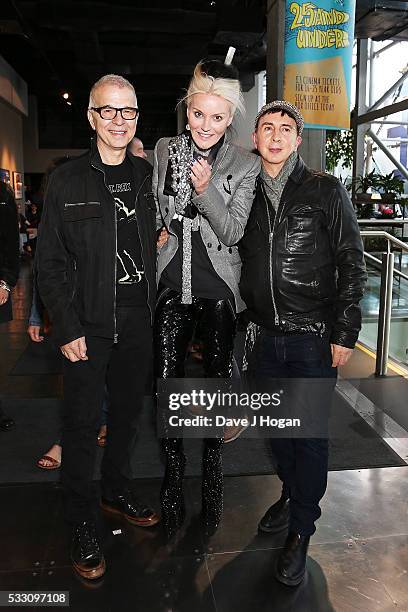 Tony Visconti, Daphne Guinness and Marc Almond attend a special screening of the motion picture "Born to Boogie" to celebrate the films release on...