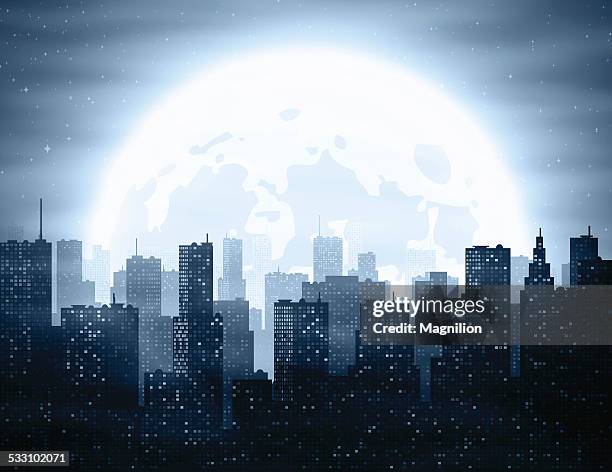 night city - horizon stock illustrations