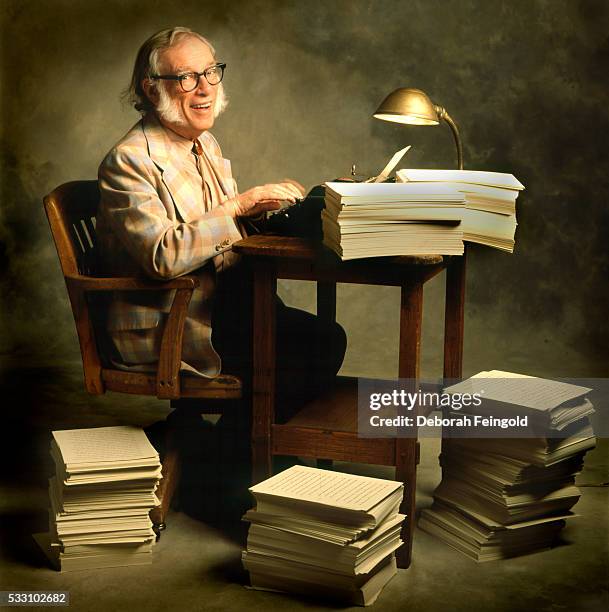 Deborah Feingold/Corbis via Getty Images) Issac Asimov at Typewriter