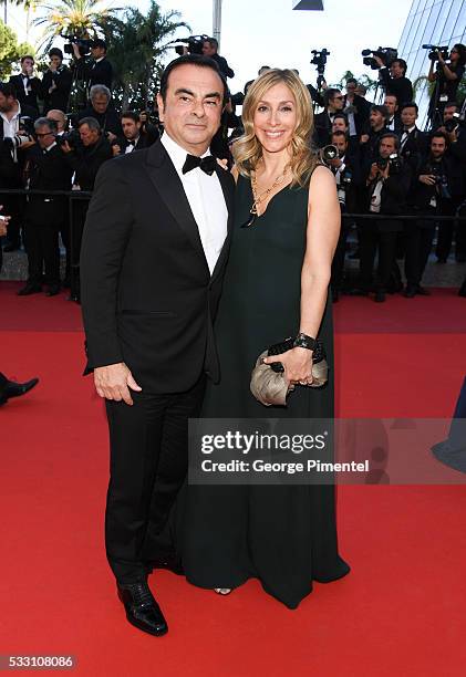 Of Renault Carlos Ghosn and his wife Carole Ghosn attend the screening of 'The Last Face' at the annual 69th Cannes Film Festival at Palais des...