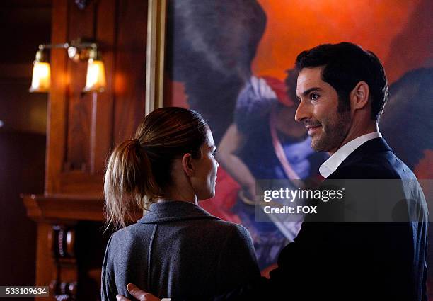 Lauren German and Tom Ellis in the "#TeamLucifer" episode of LUCIFER airing Monday, April 18 on FOX.