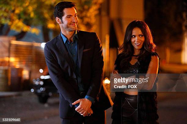 Tom Ellis and Lesley-Ann Brandt in the Lucifer, Stay. Good Devil episode of LUCIFER airing Monday, Feb. 1 on FOX.