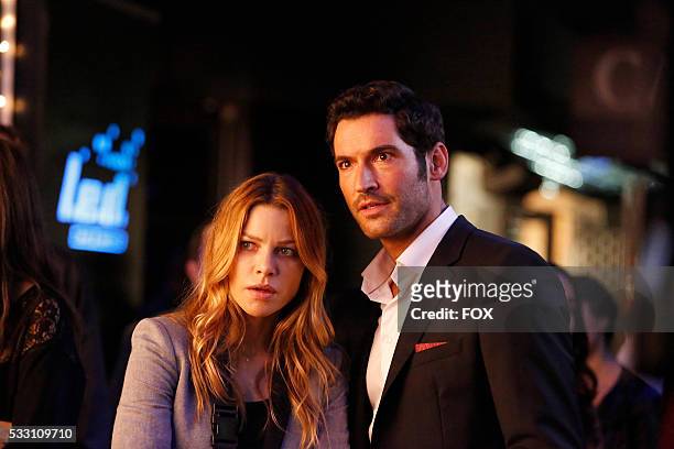 Lauren German and Tom Ellis in the Lucifer, Stay. Good Devil episode of LUCIFER airing Monday, Feb. 1 on FOX.