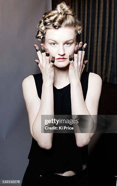 Models backstage at Vivienne Westwood AW16 on day 3 of London Fashion week on 21st February 2016.