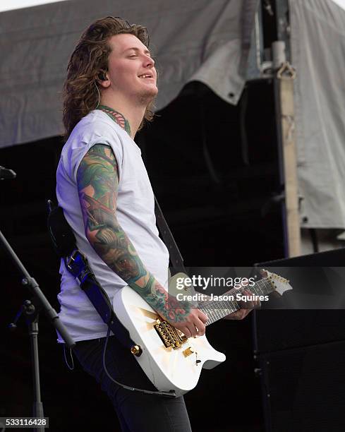 Musician Ben Bruce of Asking Alexandria performs at MAPFRE Stadium on May 20, 2016 in Columbus, Ohio.