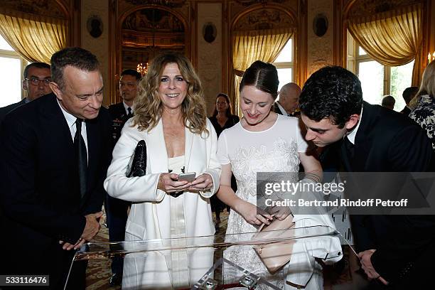 Actor Tom Hanks, his wife actress Rita Wilson, their son Truman Theodore Hanks and Tom's daughter Elizabeth Ann Hanks attend Tom Hanks, Tom Brokaw &...