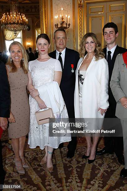 Ambassador of USA in France, Jane D. Hartley, Actor Tom Hanks, his wife actress Rita Wilson, their son Truman Theodore Hanks and Tom's daughter...