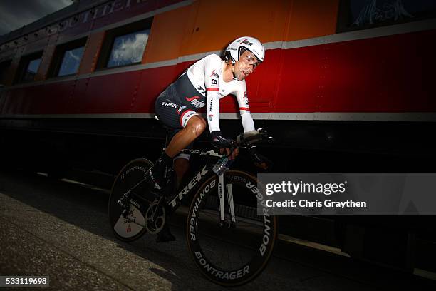 Haimar Zubeldia of Spain, riding for Team Trek-Segafredo rides to his team area following the stage six individual time trial of the Amgen Tour of...