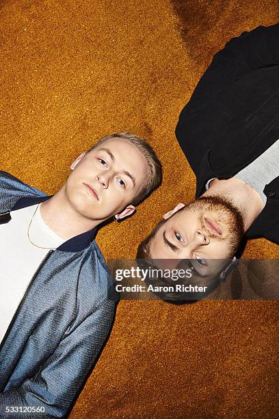 Duo Disclosure (Guy Lawrence and Howard Lawrence are photographed on October 17, 2015 at the Standard in New York City.