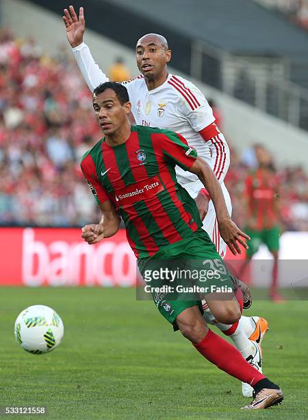 Maritimo's midfielder Fransergio with SL Benfica's defender from Brazil Luisao in action during the Taca CTT Final match between SL Benfica and CS...