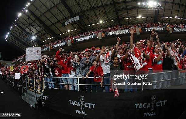 Benfica's supporters celebrate after the team wins the Portuguese League Cup Title at the end of the Taca CTT Final match between SL Benfica and CS...