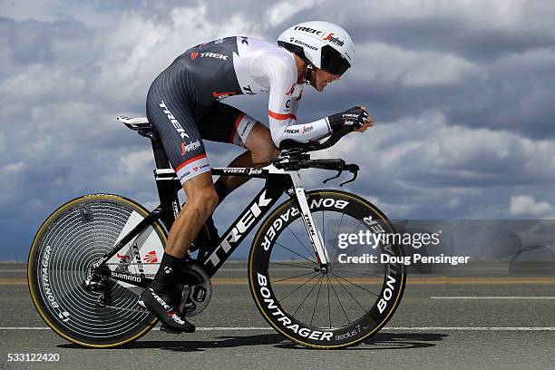Peter Stetina of the United States riding for Trek-Segafredo races to 47th place in the individual time trial during stage six of the 2016 Amgen Tour...
