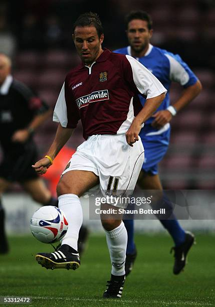 Eoin Jess of Northampton Town in action during the Pre-Season Friendly match between Northampton Town and Birmingham City at Sixfields on July 27,...