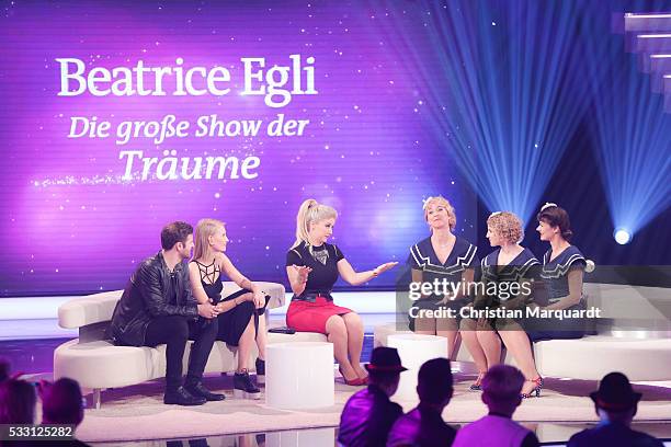 Glasperlenspiel', Beatrice Egli and Soerin Bergmann, Anne Weber and Victoria Fleer 'Zimtschnecken' perform on stage during the taping of the tv show...