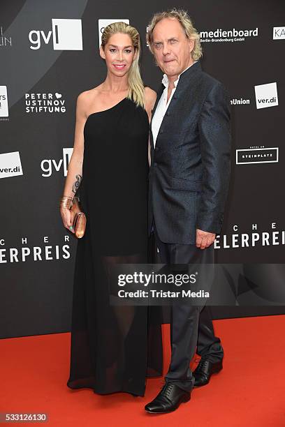 Uwe Ochsenknecht and his girlfriend Kirsten Kiki Viebrock attend the Deutscher Schauspielerpreis 2016 on May 20, 2016 in Berlin, Germany.