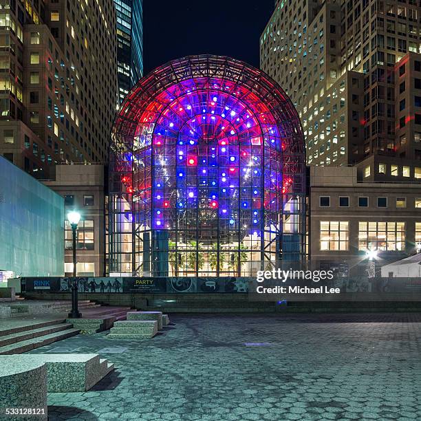 winter garden in new york - world financial center stock-fotos und bilder