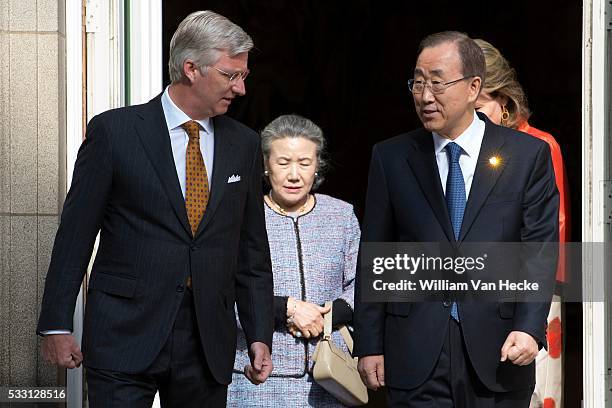 - Le Roi et la Reine reçoivent Ban Ki-moon, Secrétaire général des Nations Unies, et son épouse au Palais de Bruxelles - De Koning en de Koningin...