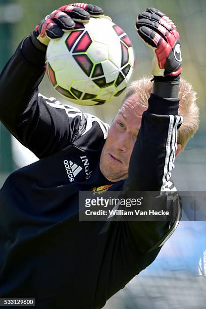 Gillet Jean-Francois goalkeeper of Calcio Catania in action during a training session of the National Soccer Team of Belgium as part of the training...