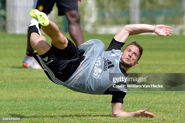 Mertens Dries of SSC Napoli in action during a training session of the National Soccer Team of Belgium as part of the training camp prior to the...