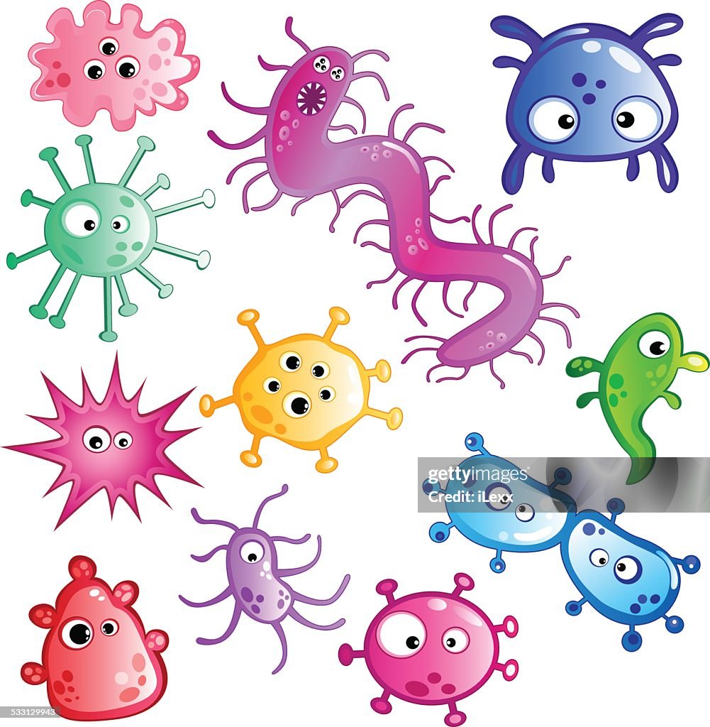 Colección De Dibujos Animados De Bacterias Y Virus Ilustración de stock -  Getty Images