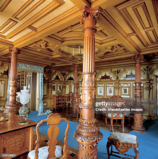 Ship room at Miramar castle near Triest, edified from 1856 until 1870: So-called ship room, archduke Ferdinand Max?study. Photography. [Schloss...