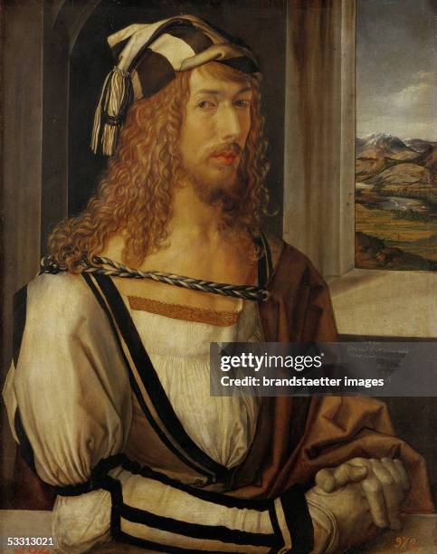 Albrecht Duerer, self-portrait. Oil on wood. 1498. [Albrecht Duerer Selbstportrait, 1498. Holz, 52 x 41 cm. Cat.2179]