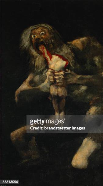 Saturn Devouring His Son. From the series of "Black Paintings" by artist Francisco Goya. Oil on canvas . 146 x 83 cm. Museo del Prado, Madrid. Inv....