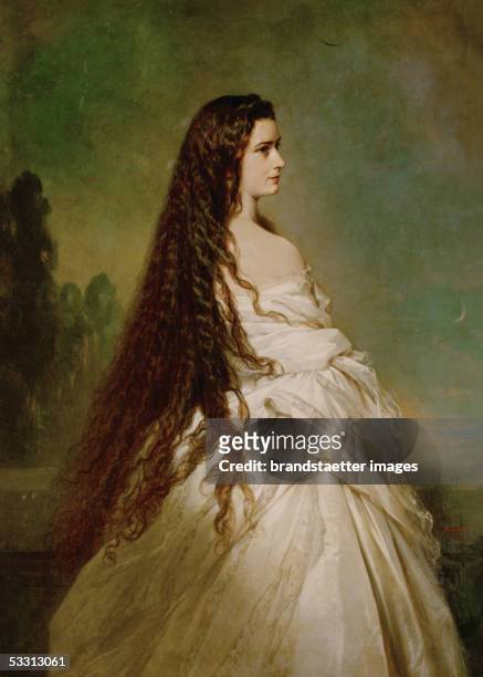 Empress Elisabeth of Austria with flowing hair. Oil on canvas, 1846. [Kaiserin Elisabeth. Gemaelde. 1846.]