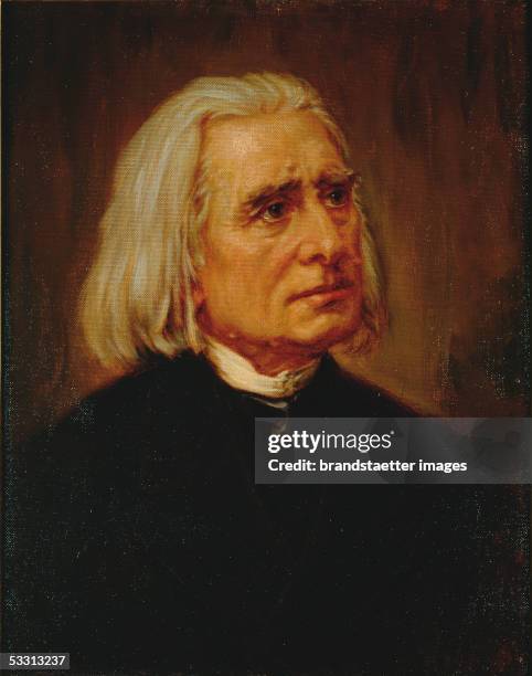 Franz Liszt , austrian composer. Canvas. [Franz Liszt , oesterr. Komponist. Gemaelde.]