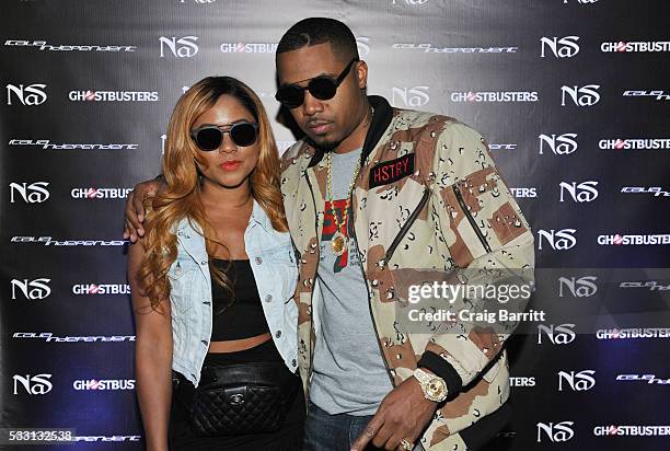 Angela Yee and Nas attend the launch of The Ghostbusters Collection presented by Italia Independent and Nas on May 20, 2016 in New York City.