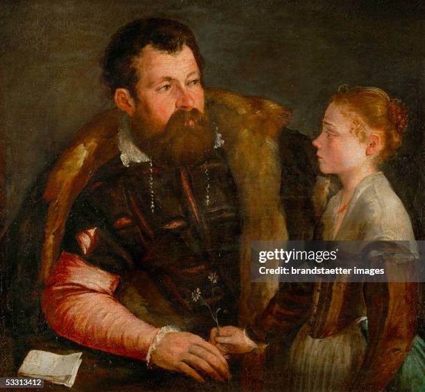 Father and daughter. Oil on canvas, around 1550. [Vater und Tochter. Oel auf Leinwand, um 1550.]