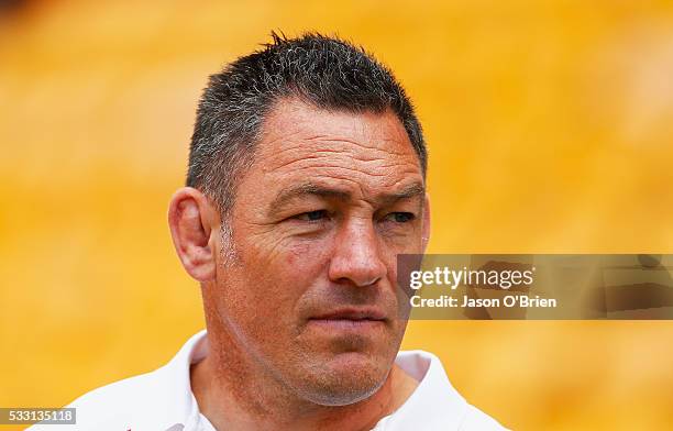 Sunwolves coach Mark Hammett during the round 13 Super Rugby match between the Reds and the Sunwolves at Suncorp Stadium on May 21, 2016 in Brisbane,...