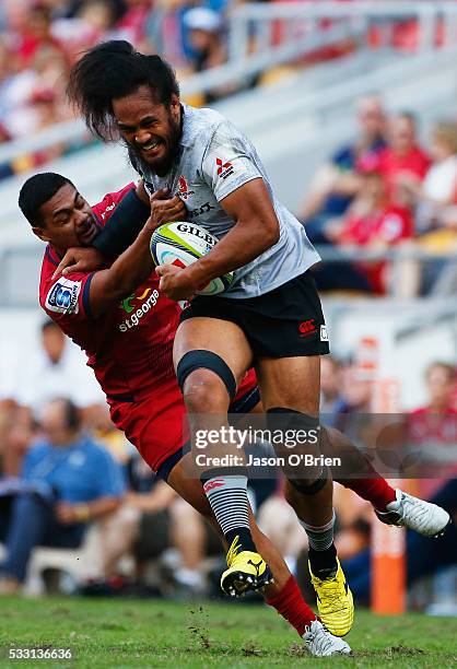 Liaki Moli of the sunwolves in action during the round 13 Super Rugby match between the Reds and the Sunwolves at Suncorp Stadium on May 21, 2016 in...