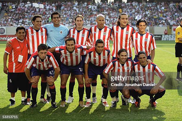 Starters of Chivas De Guadalajara pose for a photo before a friendly match against Real Madrid on July 16, 2005 at Soldier Field in Chicago,...