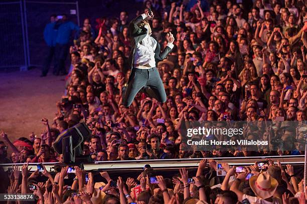 British singer and songwriter Mika performs during the second day of Rock in Rio Lisbon on May 20, 2016 in Lisbon, Portugal.