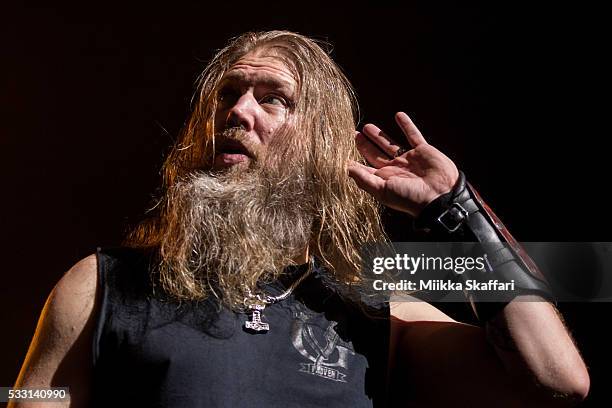 Vocalist Johan Hegg of Amon Amarth performs at The Warfield on May 20, 2016 in San Francisco, California.