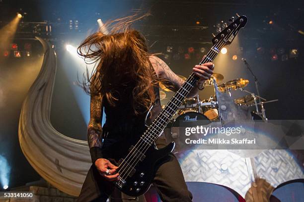 Bassist Ted Lundstrom of Amon Amarth performs at The Warfield on May 20, 2016 in San Francisco, California.