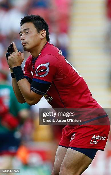 Ayumu Goromaru of the reds during the round 13 Super Rugby match between the Reds and the Sunwolves at Suncorp Stadium on May 21, 2016 in Brisbane,...