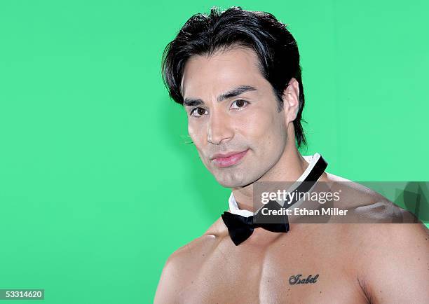 Chippendales dancer Juan DeAngelo of California poses at the Rio Hotel & Casino during the Chippendales' annual calendar photo shoot August 1, 2005...