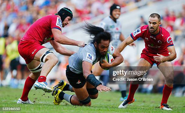 Liaki Moli of the sunwolves in action during the round 13 Super Rugby match between the Reds and the Sunwolves at Suncorp Stadium on May 21, 2016 in...