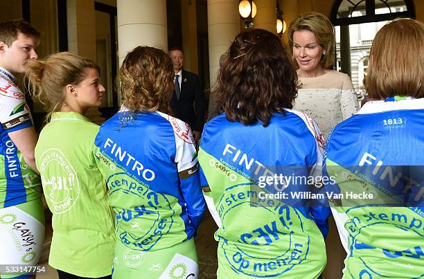 - La Reine Mathilde reçoit en audience au Palais de Bruxelles une délégation de jeunes adultes de l'organisation Te Gek!? qui organise cette année la...