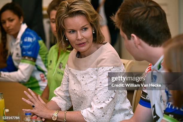 - La Reine Mathilde reçoit en audience au Palais de Bruxelles une délégation de jeunes adultes de l'organisation Te Gek!? qui organise cette année la...