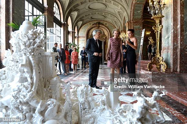 - La Reine Mathilde visite l'exposition "@yourservice"au Palais d'Egmont. Cette exposition est organisée par le SPF Affaires étrangères à l'occasion...