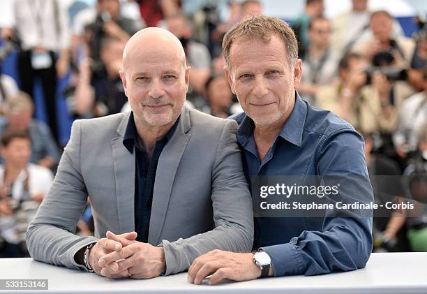 Christian Berkel and Charles Berling attend the "Elle" Photocall during the 69th annual Cannes Film Festival at the Palais des Festivals on May 21,...