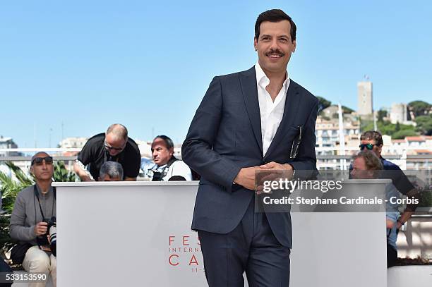 Laurent Lafitte attends the "Elle" Photocall during the 69th annual Cannes Film Festival at the Palais des Festivals on May 21, 2016 in Cannes,...