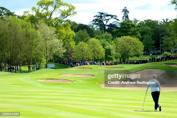 Darren Clarke of Northern Ireland waits on the 4th hole during the third round of the Dubai Duty Free Irish Open Hosted by the Rory Foundation at The...